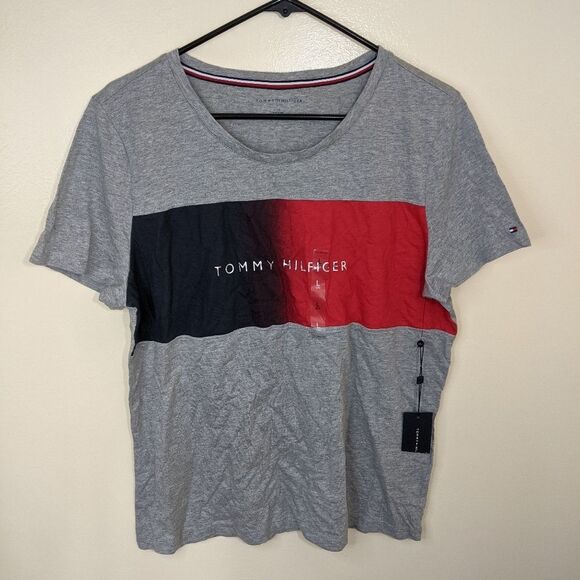 Tommy Hilfiger Gray Ombre Cotton Modal Crew Neck Short Sleeve T-Shirt Large - Picture 2 of 10